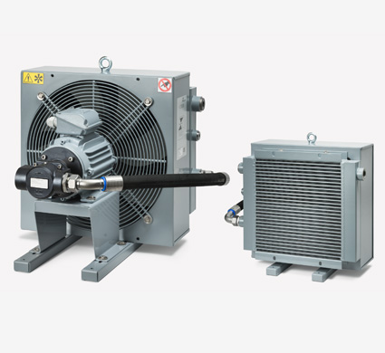 Öl-Luftkühler Baureihe BNK Öl-Luftkühler mit Systemgerechtem Kühlregister/Fördermengenverhältnis zu Temperatur-Stabilisierung in Hydraulik Systemen.