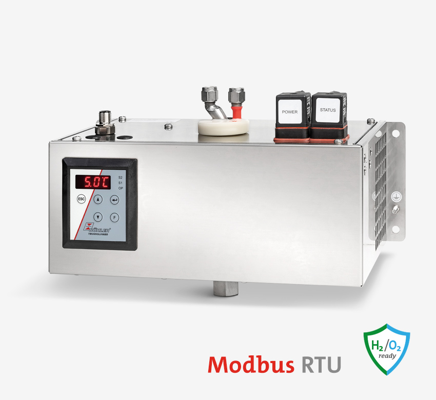 Gaskühler Baureihe TC-Standard X2 -H2/-O2 Die Baureihe TC-Standard X2 mit Wärmetauscher -H2/-O2 wurde speziell für die Anwendung mit hochreinem Wasserstoff und Sauerstoff entwickelt.